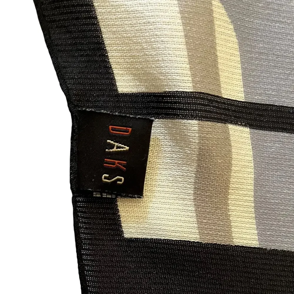 Vintage DAKS London Silk Windowpane Print Long Rectangle Scarf Shawl